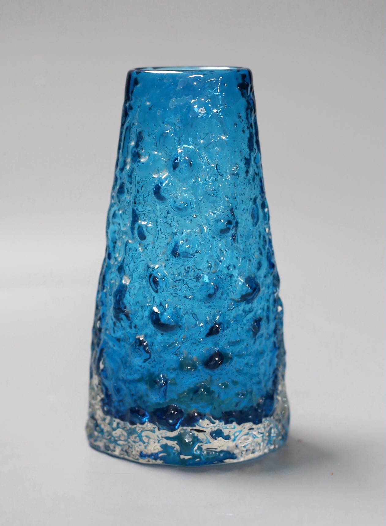 A Whitefriars Volcano vase , designed by Geoffrey Baxter, model 9717, in kingfisher blue glass